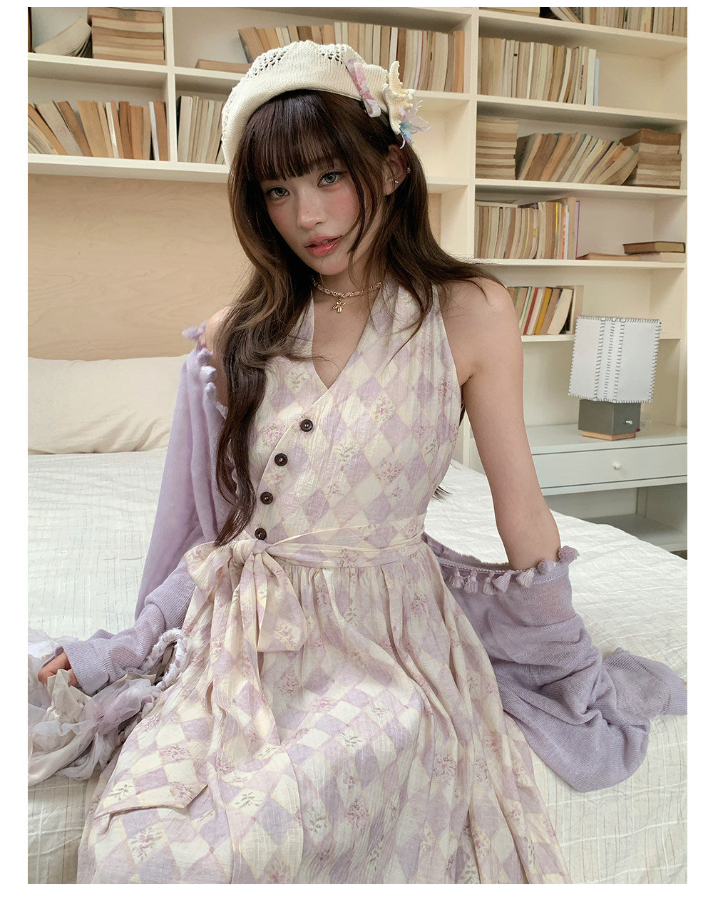 “Lavender Mist Sonata” Taro Purple Lace Slip Dress