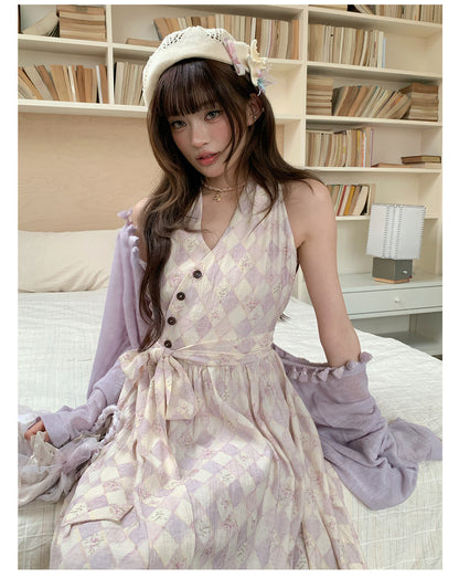 “Lavender Mist Sonata” Taro Purple Lace Slip Dress