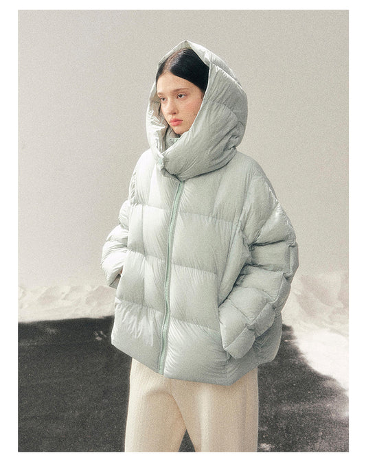 少也眼 "Thawing Snow Realm" Matte Nylon Down Puffer Jacket - Glacier Blue