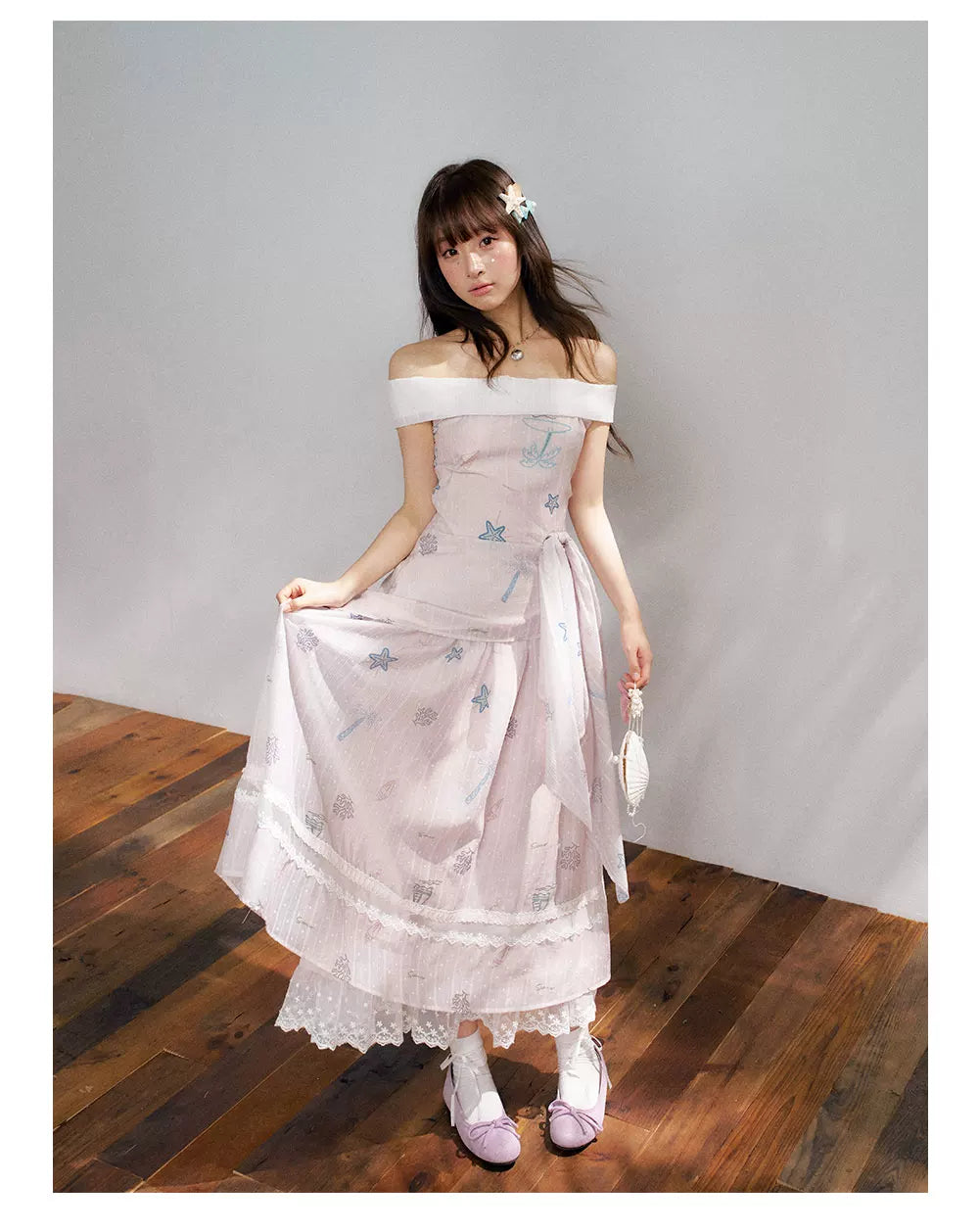 “Pink Mist Island” Dusty Rose Off-Shoulder Skirt Set