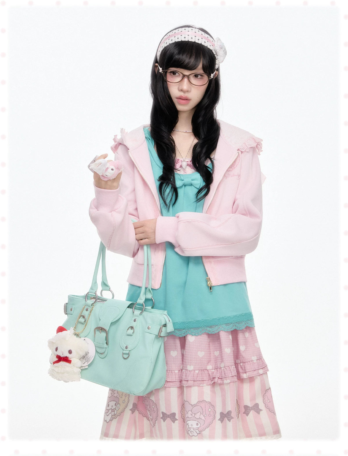 “Melody Garden” Mint Green My Melody Ruffle Hoodie Jacket Set