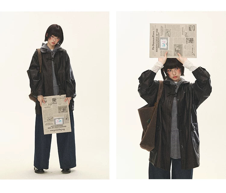 "Seoul Diary" Gray & Pink Stripe Hooded Knit Mini Dress