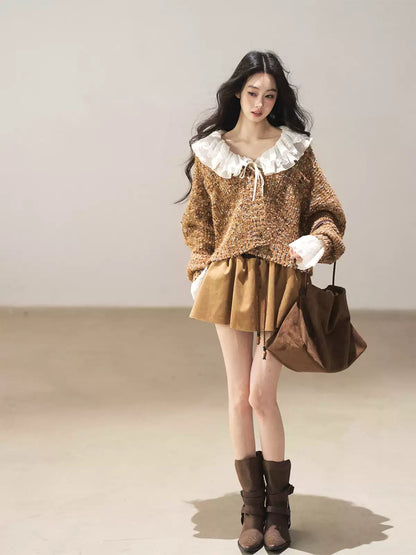 AOMALM - Toasted Pecan Marled Knit Cardigan