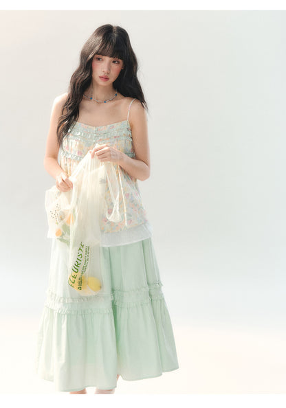 [CAN] "Spring Garden" Floral Lace Cami Skirt Set