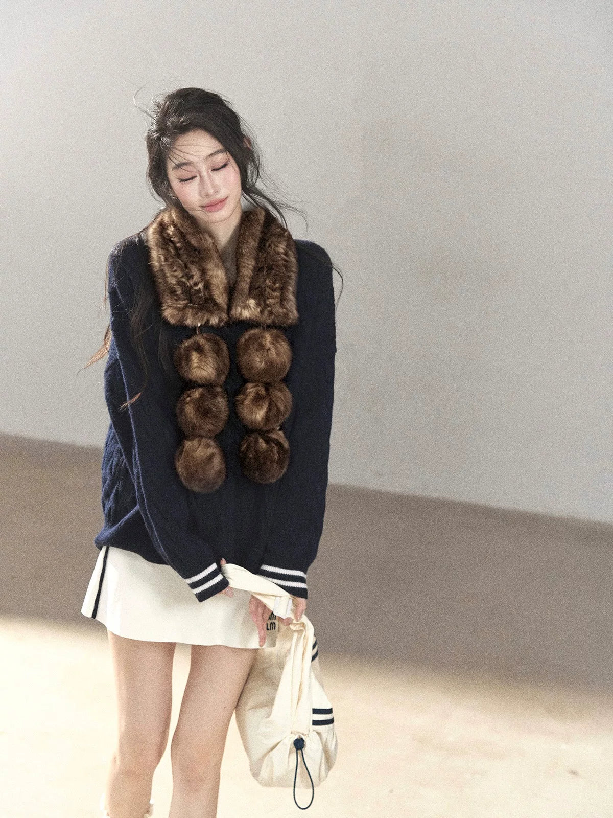 AOMALM - Real Fur Winter Scarf & Neck Warmer