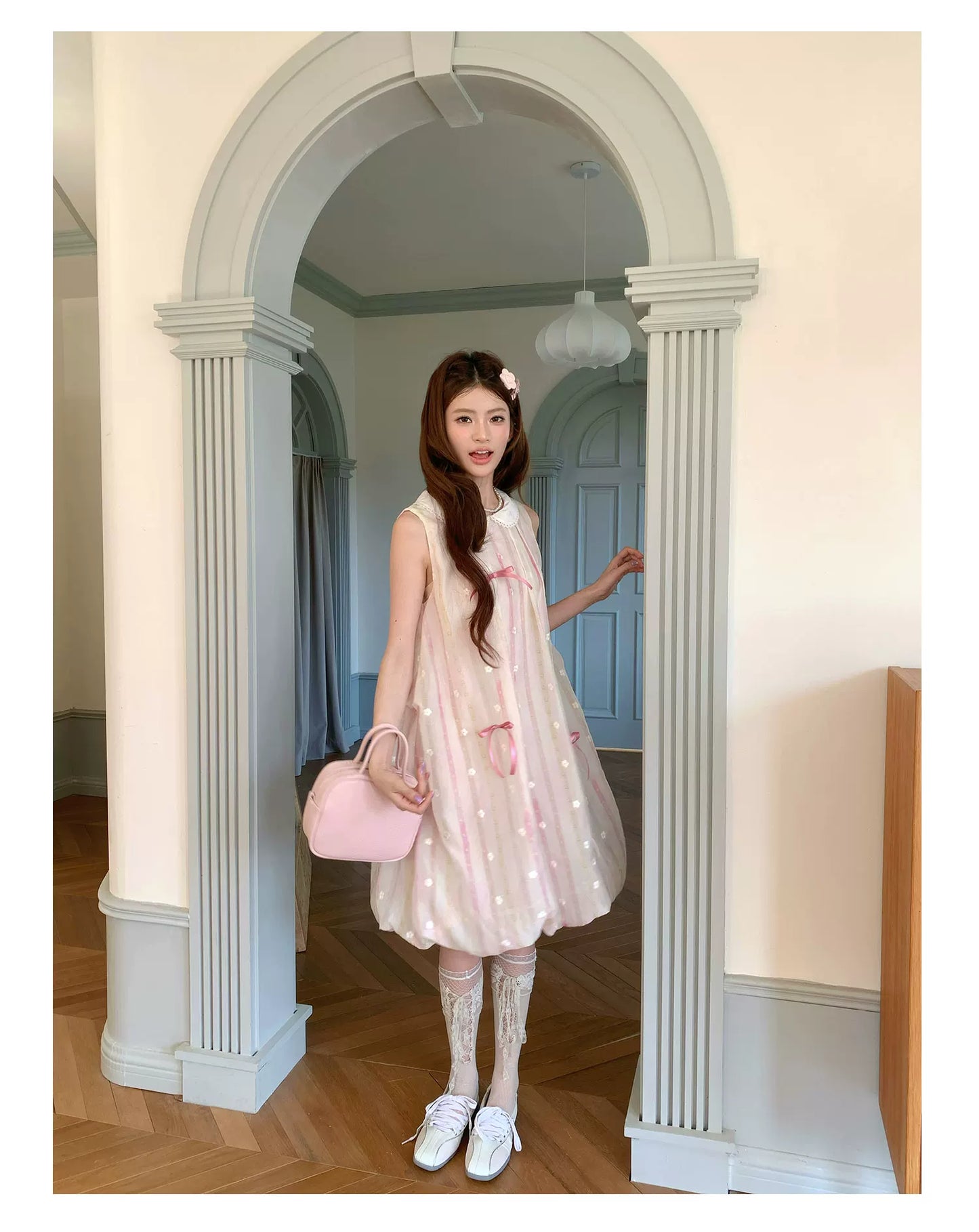 “Peach Soda Dream” Blush Pink Bubble Hem Dress
