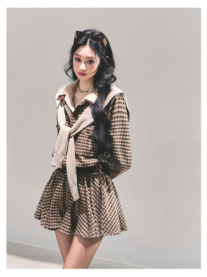 少也眼 “She Walked Through Yesterday" Coffee Layered Dress