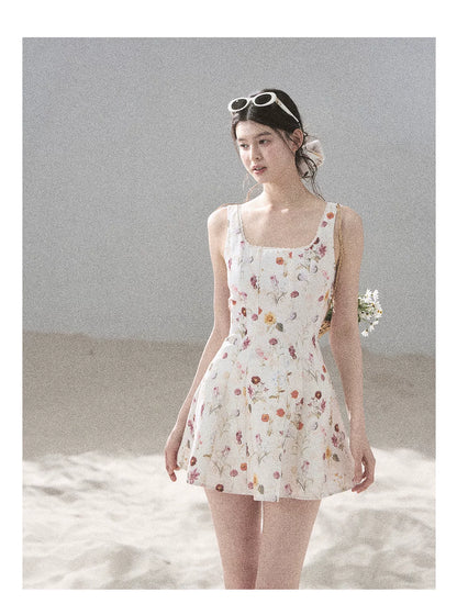 "Chamomile Summer" Dutch Cheese Floral Lace Pinafore Mini Dress 46345