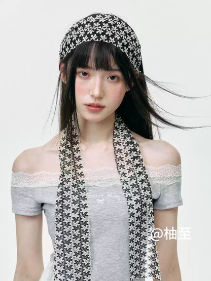 Floral Cutout Lace Scarf – Lightweight Breathable Summer Neck Scarf
