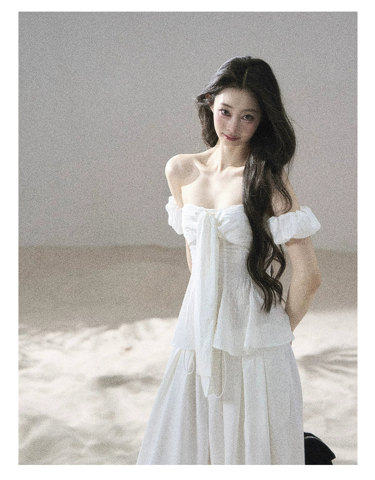 "Lazy Soliloquy" White Peplum Top & Wide-Leg Pants Set