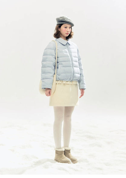 "Soft Whisper" Ruffle Mock Neck Ribbed Knit Top (Ivory/ Smoky Gray)