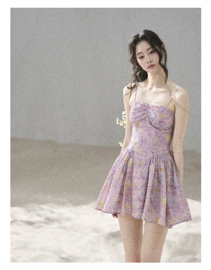 "Iris Bloom" Purple Iris Cami Mini Dress