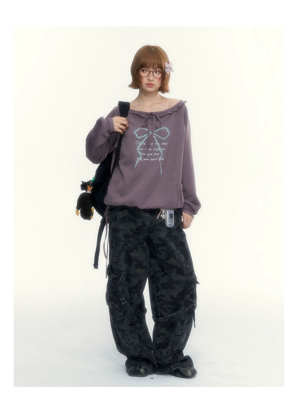 Camouflage Washed Wide-Leg Utility Pants