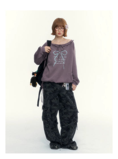 Camouflage Washed Wide-Leg Utility Pants