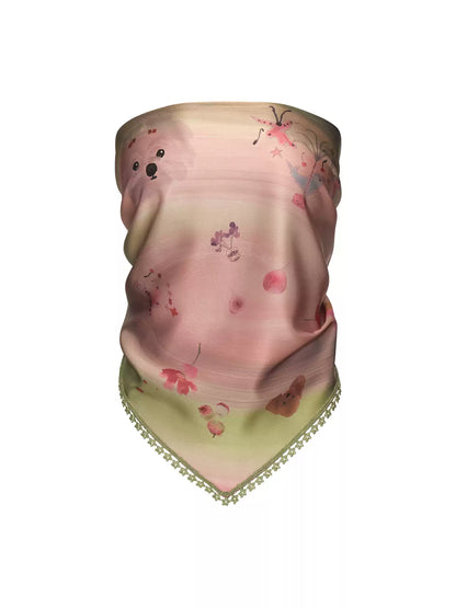 Pink Swirl Scarf-Hem Reversible Tube Top