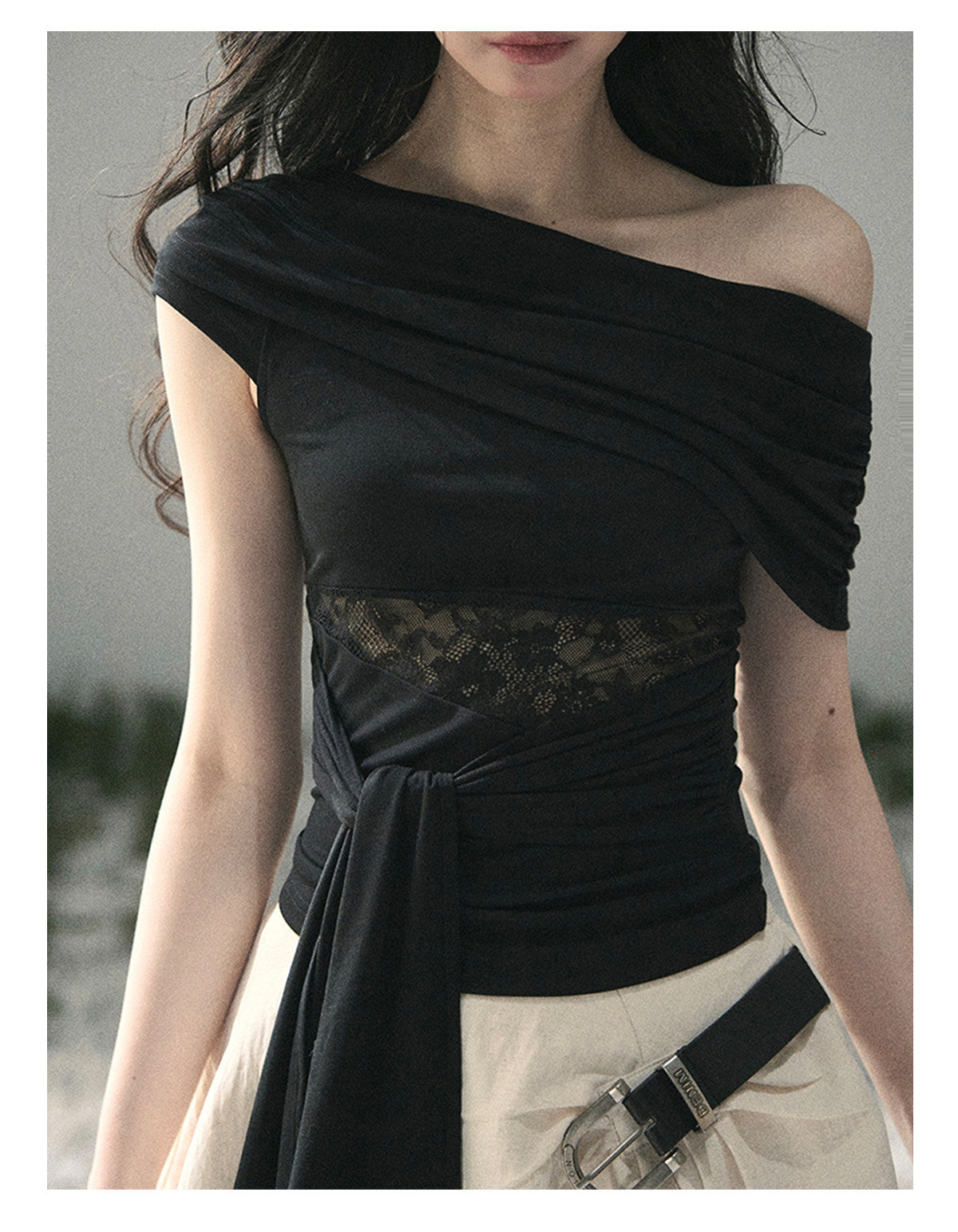 “Cicada Summer” Midnight Black Lace Cutout Top