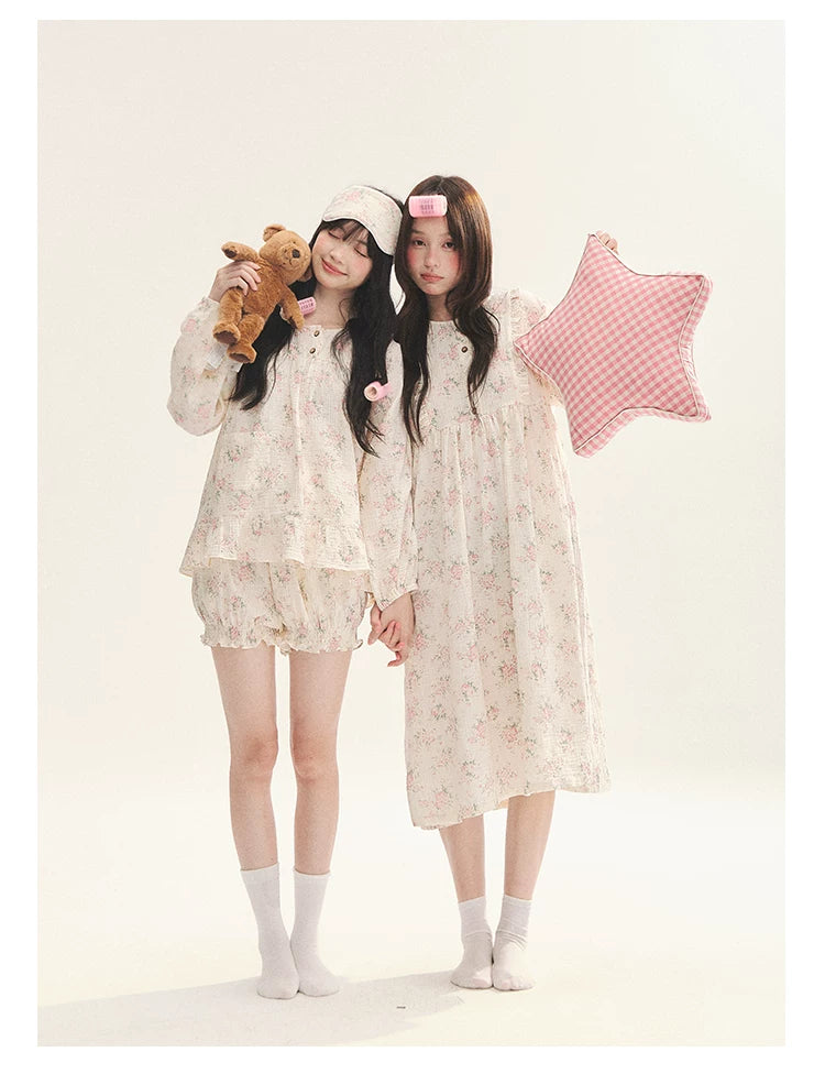 "Floral Journal" Cream Floral Pajama Collection (Free Eye Mask)