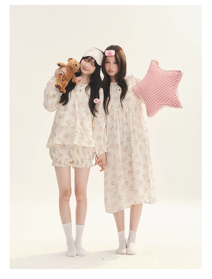 "Floral Journal" Cream Floral Pajama Collection (Free Eye Mask)