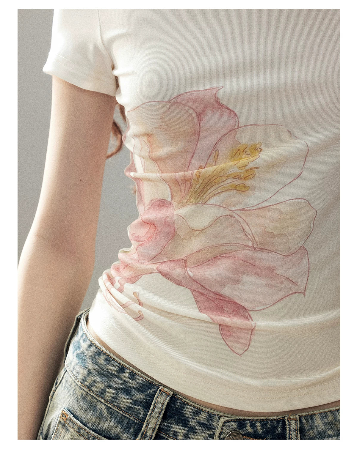 "When Secrets Bloom" Dutch Cream Fitted Baby Tee