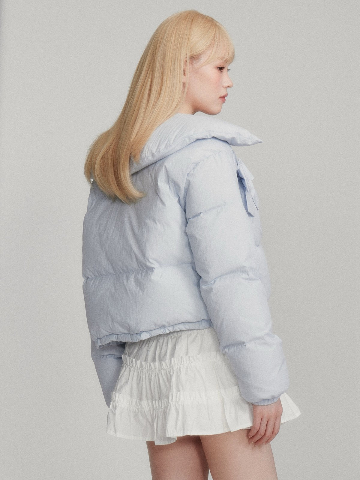 “Blue 90% White Duck Down” Short Puffer Jacket M6666