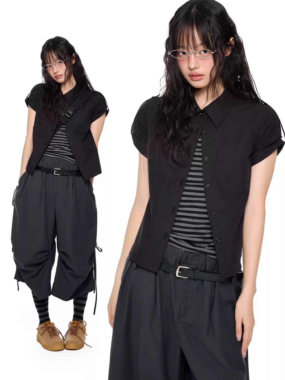 EZEK | Gingham Check Short Sleeve Shirt with Adjustable Sleeves