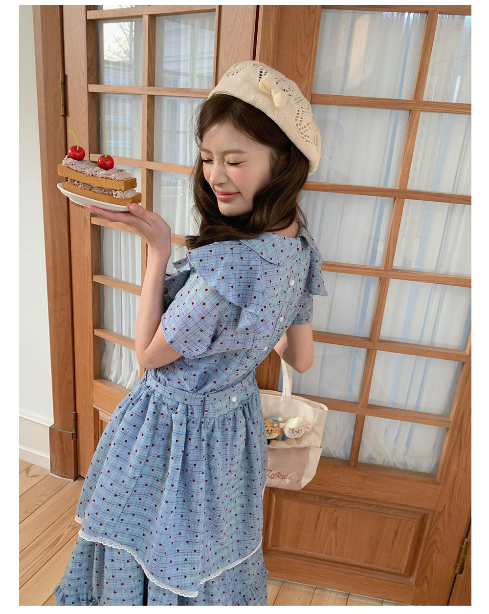 “Blueberry Tart Reverie” Blue Polka Dot Tea Dress
