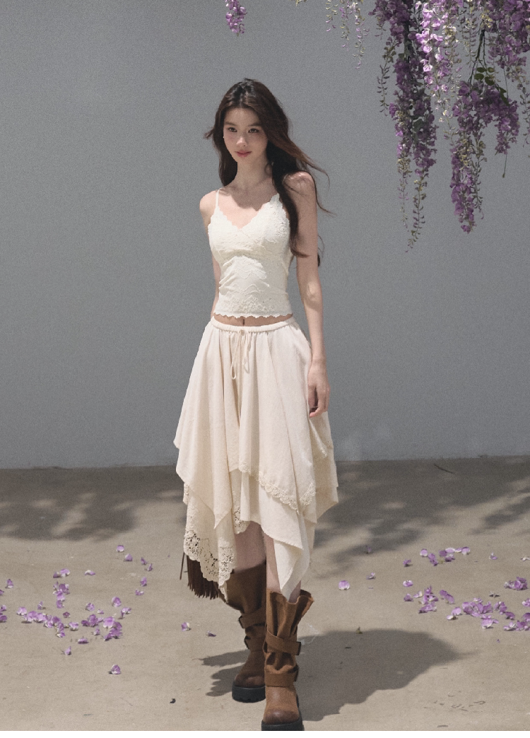 OAKMOO/ Distressed Slouchy Mid-Calf Combat Boots with Layered Straps