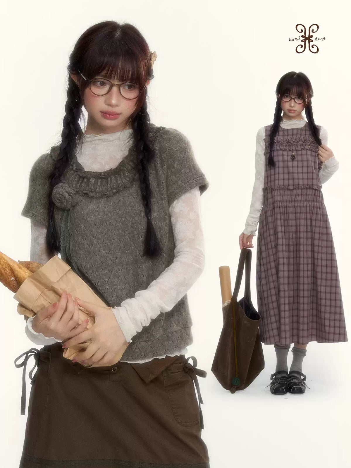 “Everyday Mist” Jacquard Lace Layering Top ( Ivory / Fog Gray )