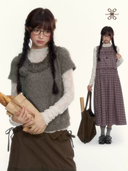 “Everyday Mist” Jacquard Lace Layering Top ( Ivory / Fog Gray )