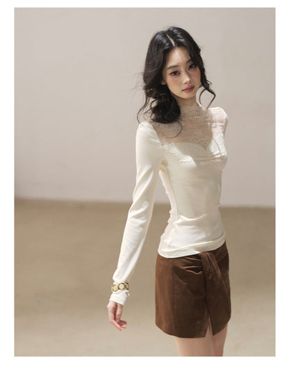 170726 "A Whisper Against the Skin" Cream Beige Lace Top