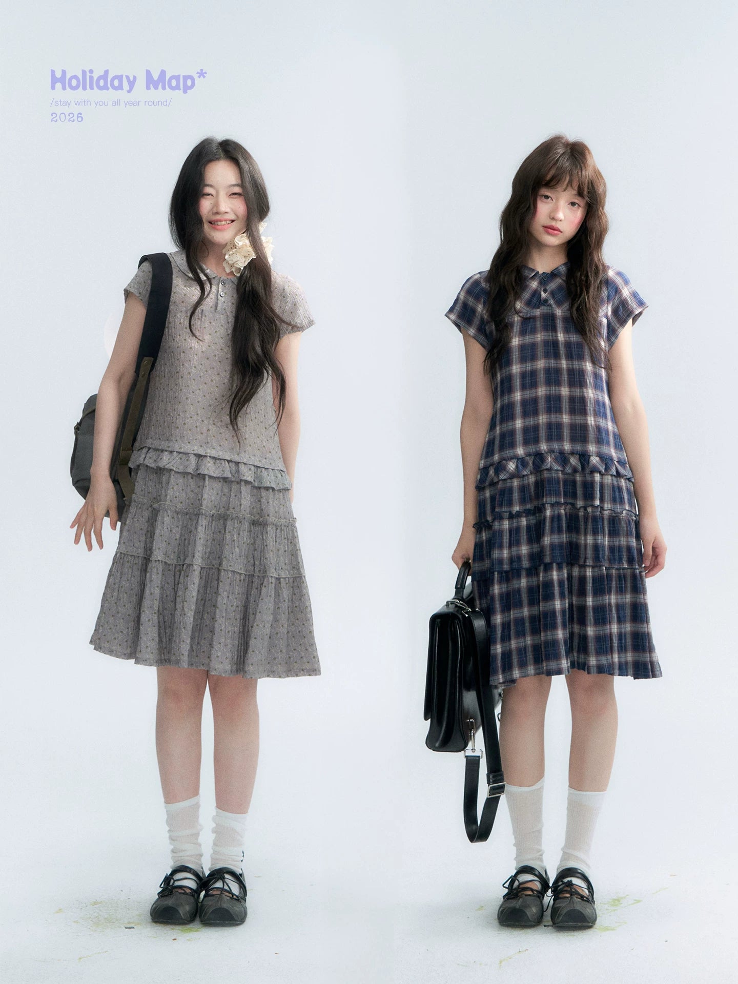 "Weekend Diary" Ruffle Tiered Polo Midi Dress