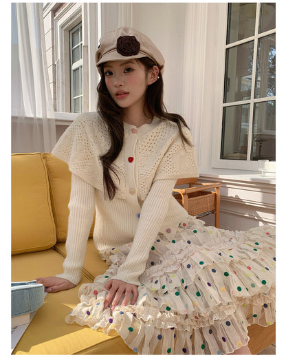 “Marshmallow Cloud Reverie” Cream Cape Knit Cardigan