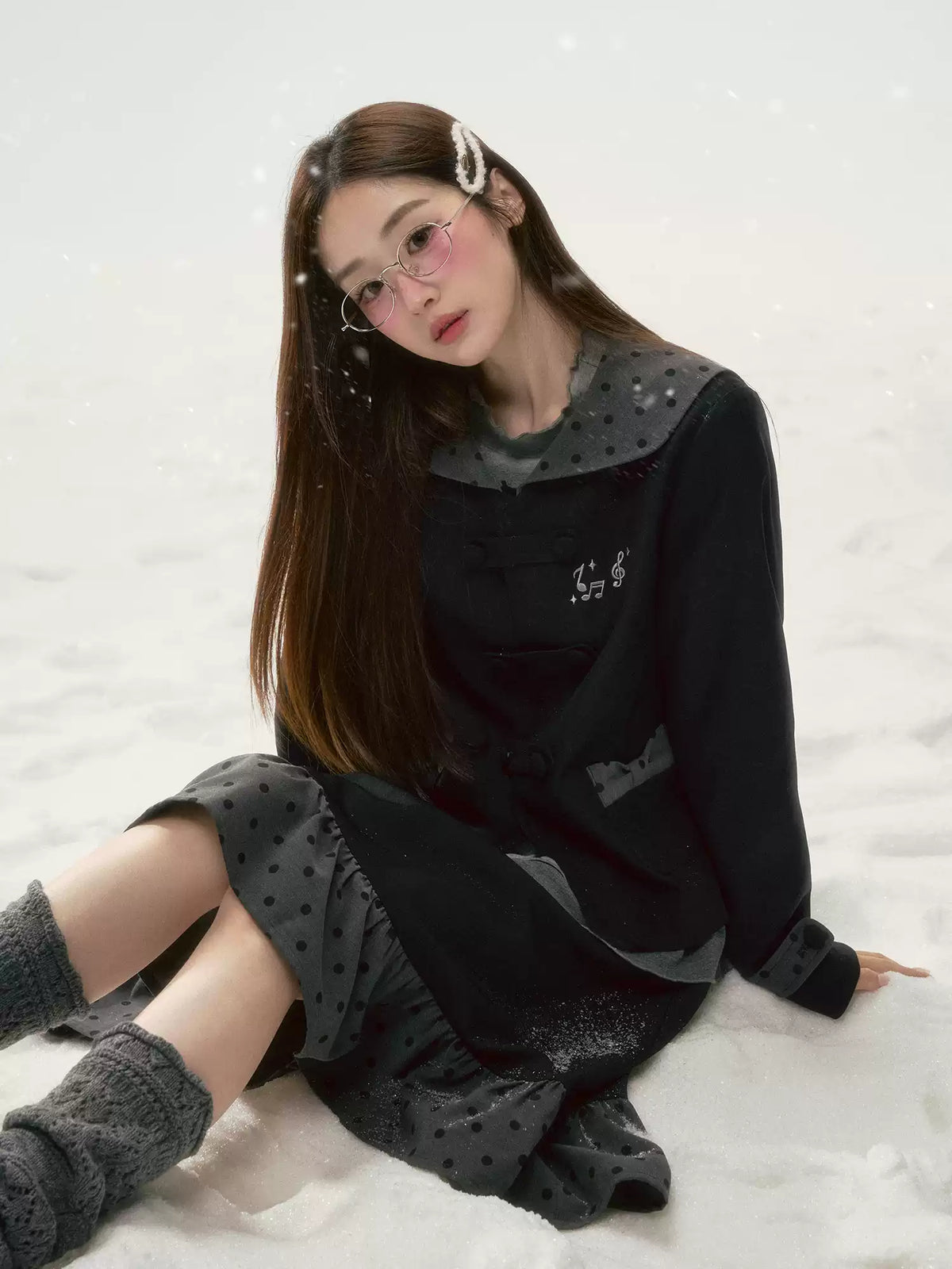 BIBIBENCY - Black Preppy Double-Breasted Cropped Jacket & Skirt