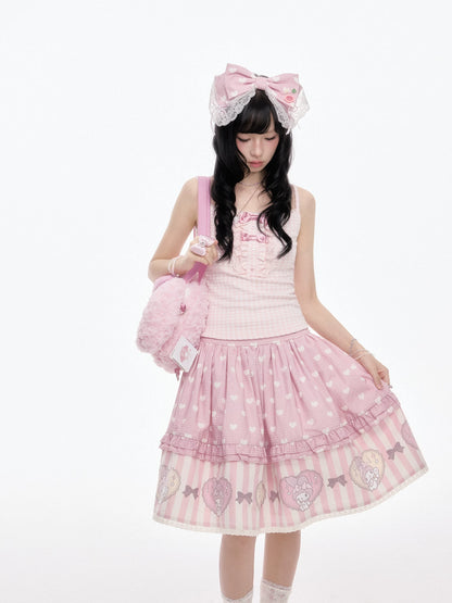 “Pink Dollcore” Pink My Melody Layered Lolita Girl Set