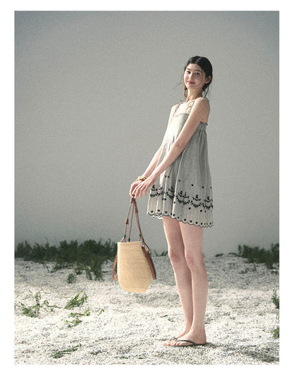 “Ripples Along the Hem” Misty Sea Gray Reversible Babydoll Dress
