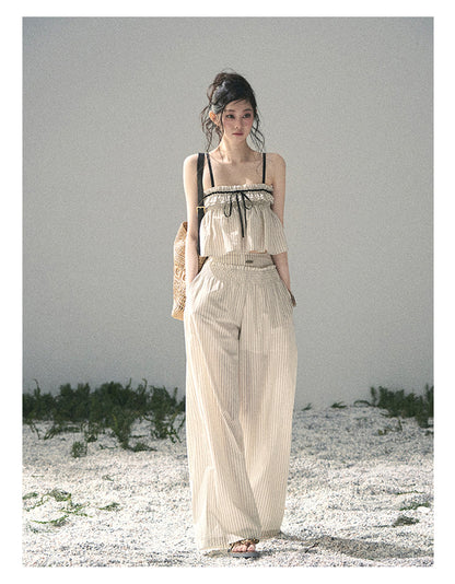 “Midsummer Woven Daydream” Dutch Cream Stripe Two-Piece Set