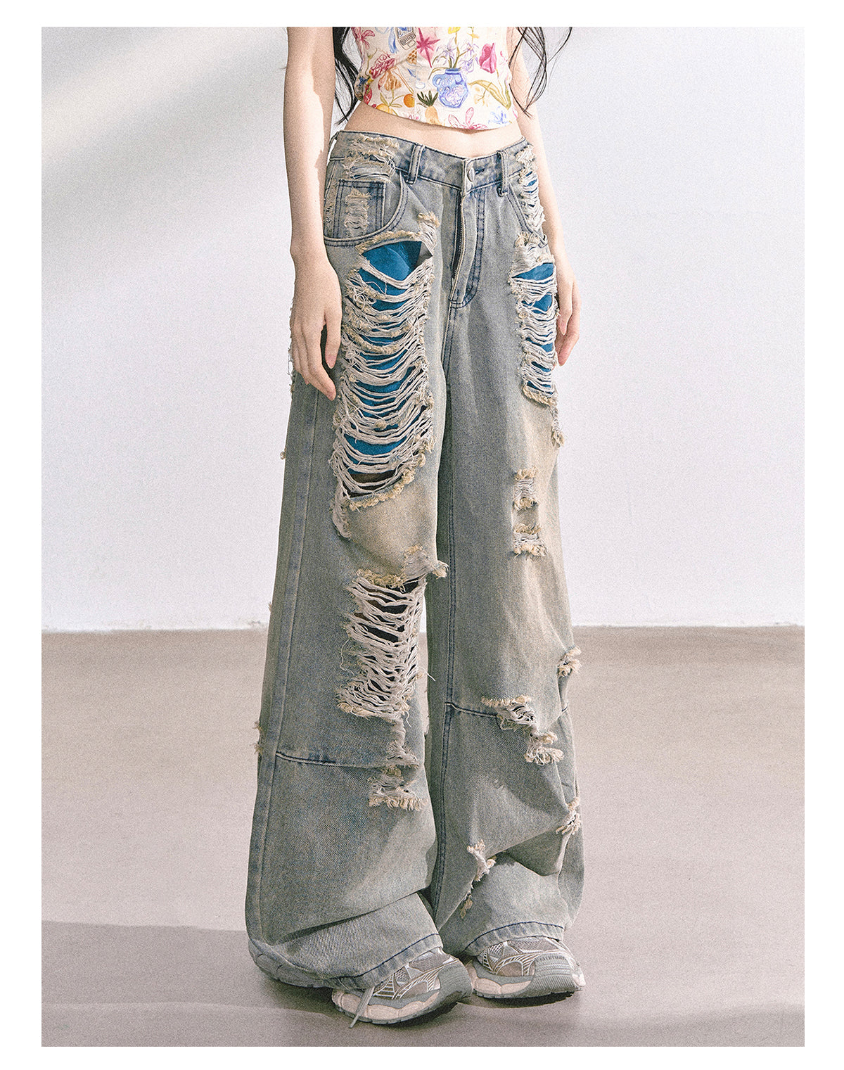 少也眼 “Everstreet" Ripped Straight-Leg Denim Pants 4763