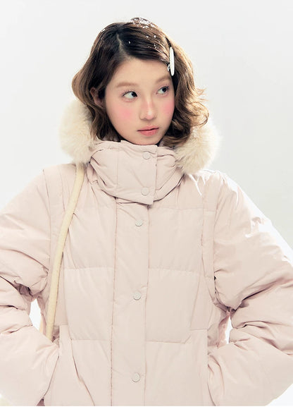"Blush Cloud Haven" Misty Pink 2-Way Detachable Sleeve Down Jacket & Vest