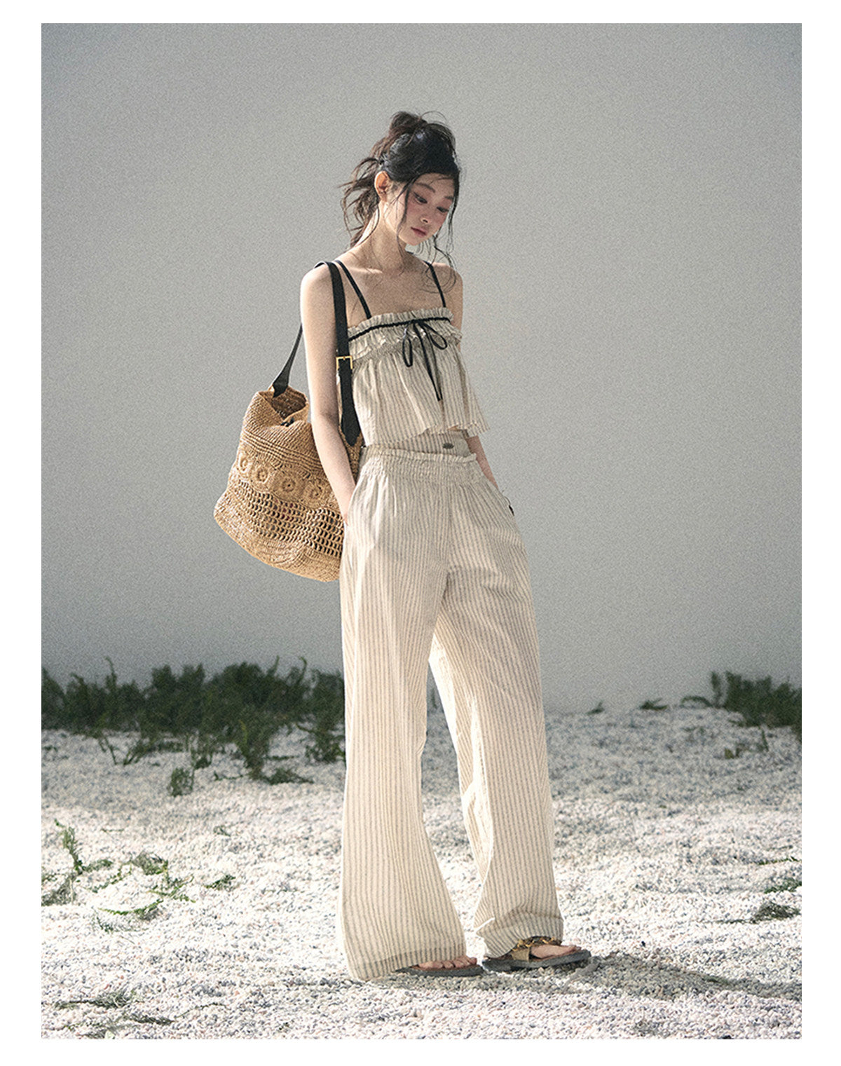 “Midsummer Woven Daydream” Dutch Cream Stripe Two-Piece Set
