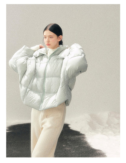 少也眼 "Thawing Snow Realm" Matte Nylon Down Puffer Jacket - Glacier Blue