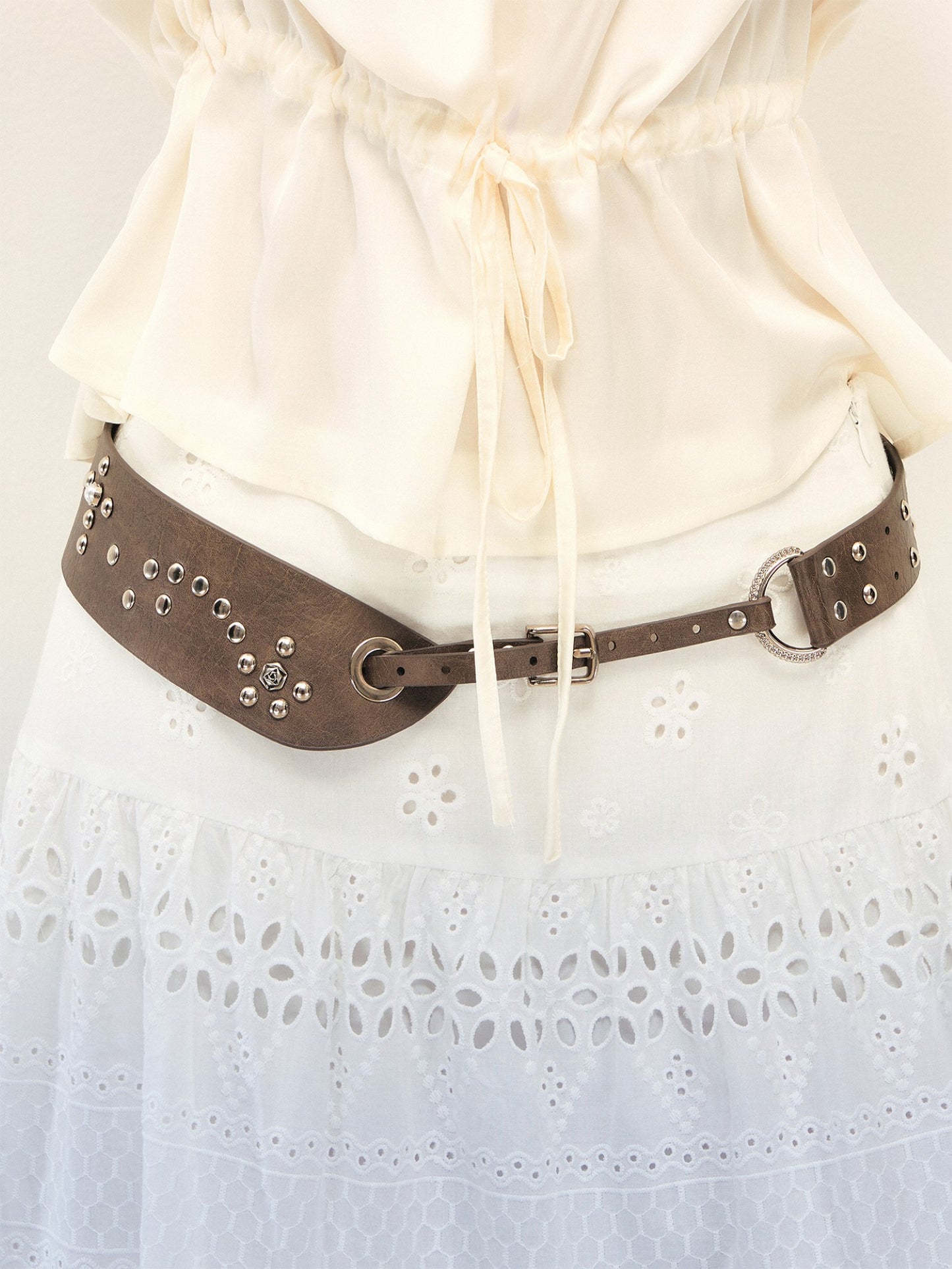 1P - “Crazy Over You” Studded Leather Wide Belt