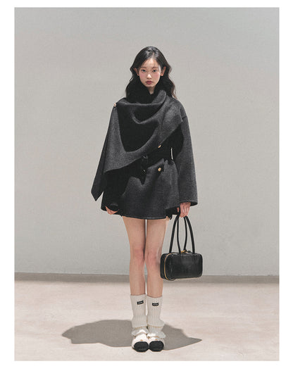 少也眼 “Winter Balcé Whisper” Wool Blend Overcoat - Black 7886436