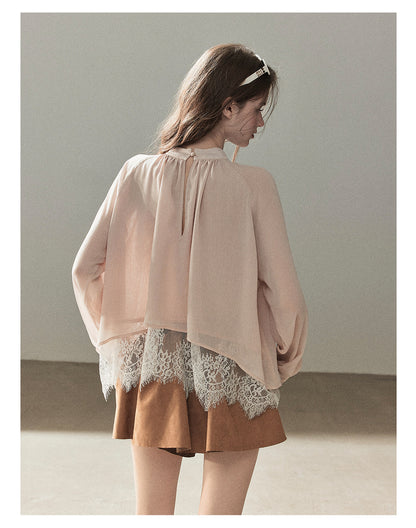 170726 "Blooming Evening Sakura" Soft Pink Lace Cover-Up Blouse