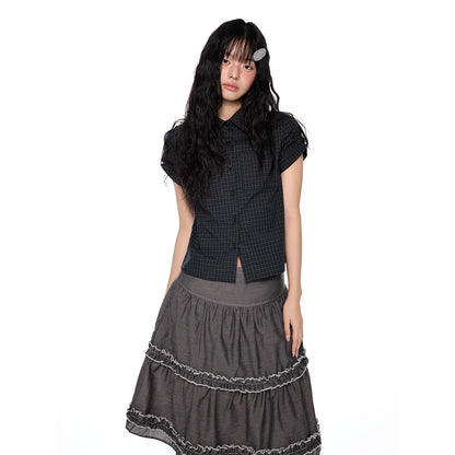 EZEK | Gingham Check Short Sleeve Shirt with Adjustable Sleeves