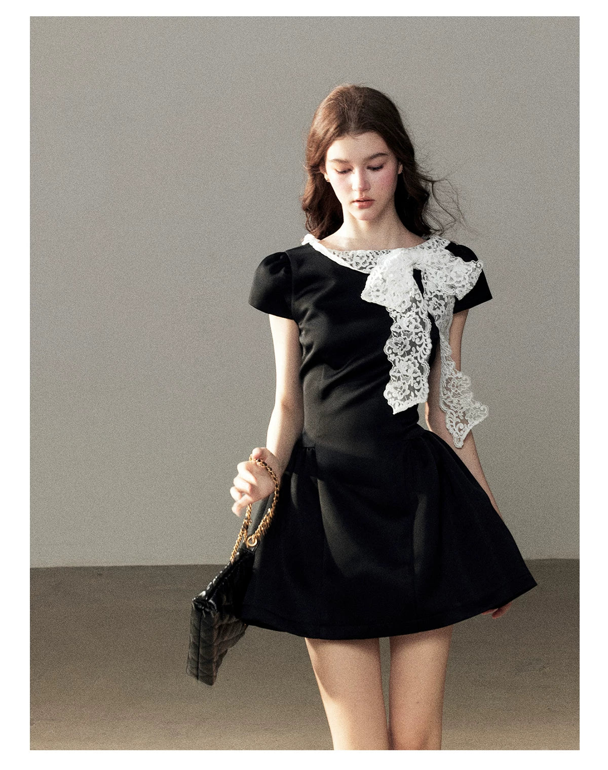 "A River Woven by Moonlight" Rich Black Lace Cocktail Mini Dress