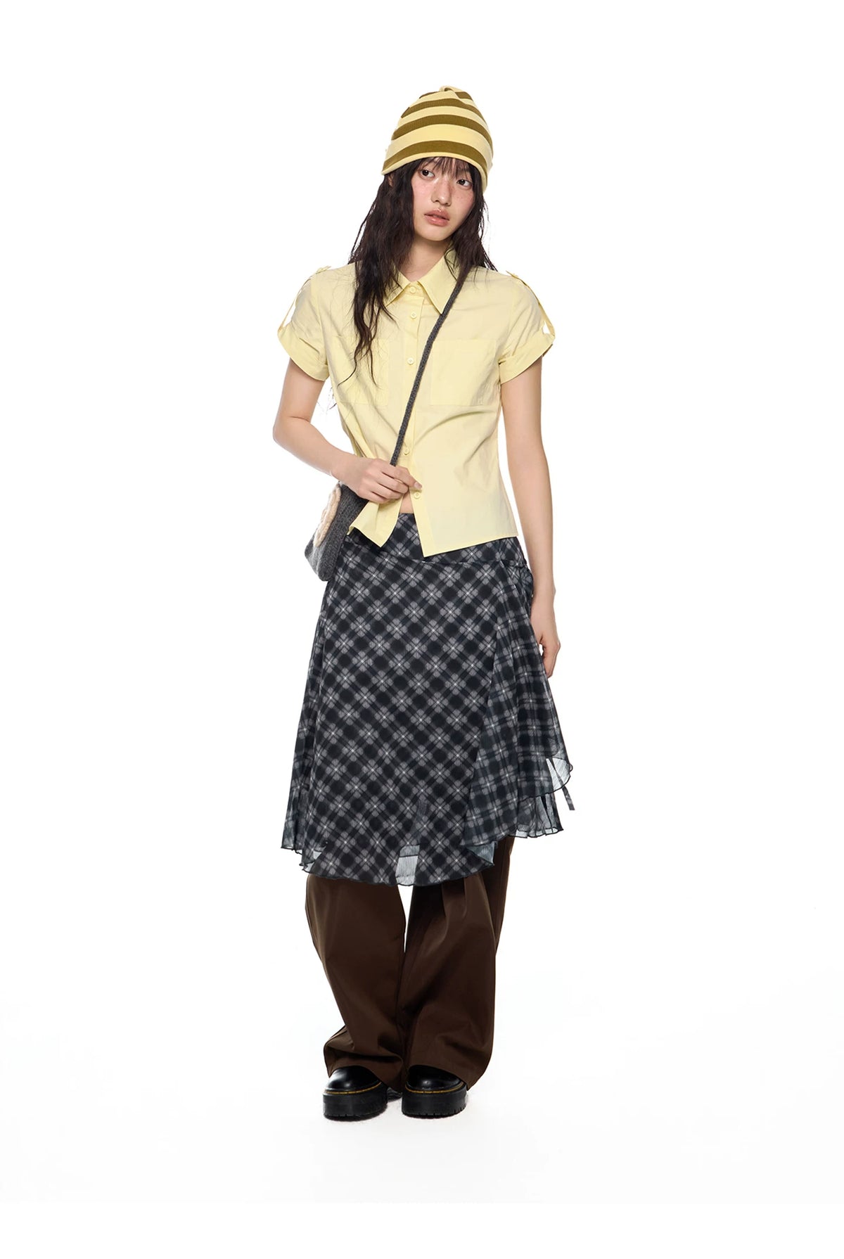 EZEK | Gingham Check Short Sleeve Shirt with Adjustable Sleeves