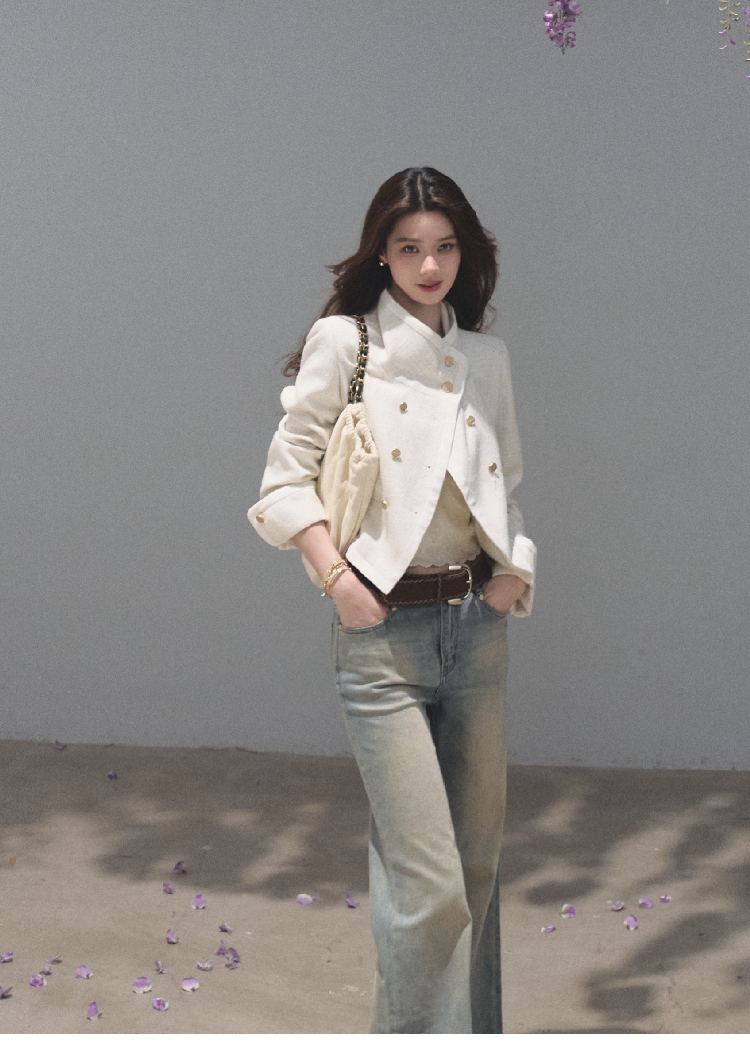OAKMOO/ Ivory Textured Tweed Wool-Blend Utility Jacket