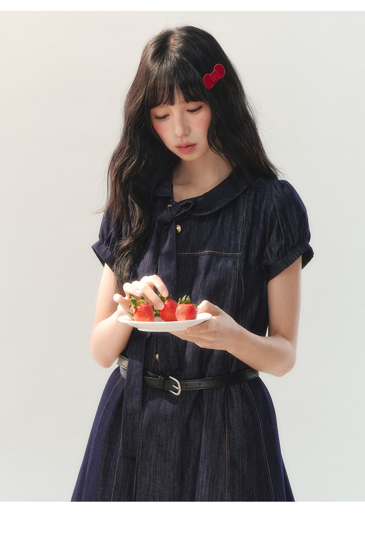 [CAN] "Soft Blue Bubble" Indigo Denim Doll Collar Dress Set