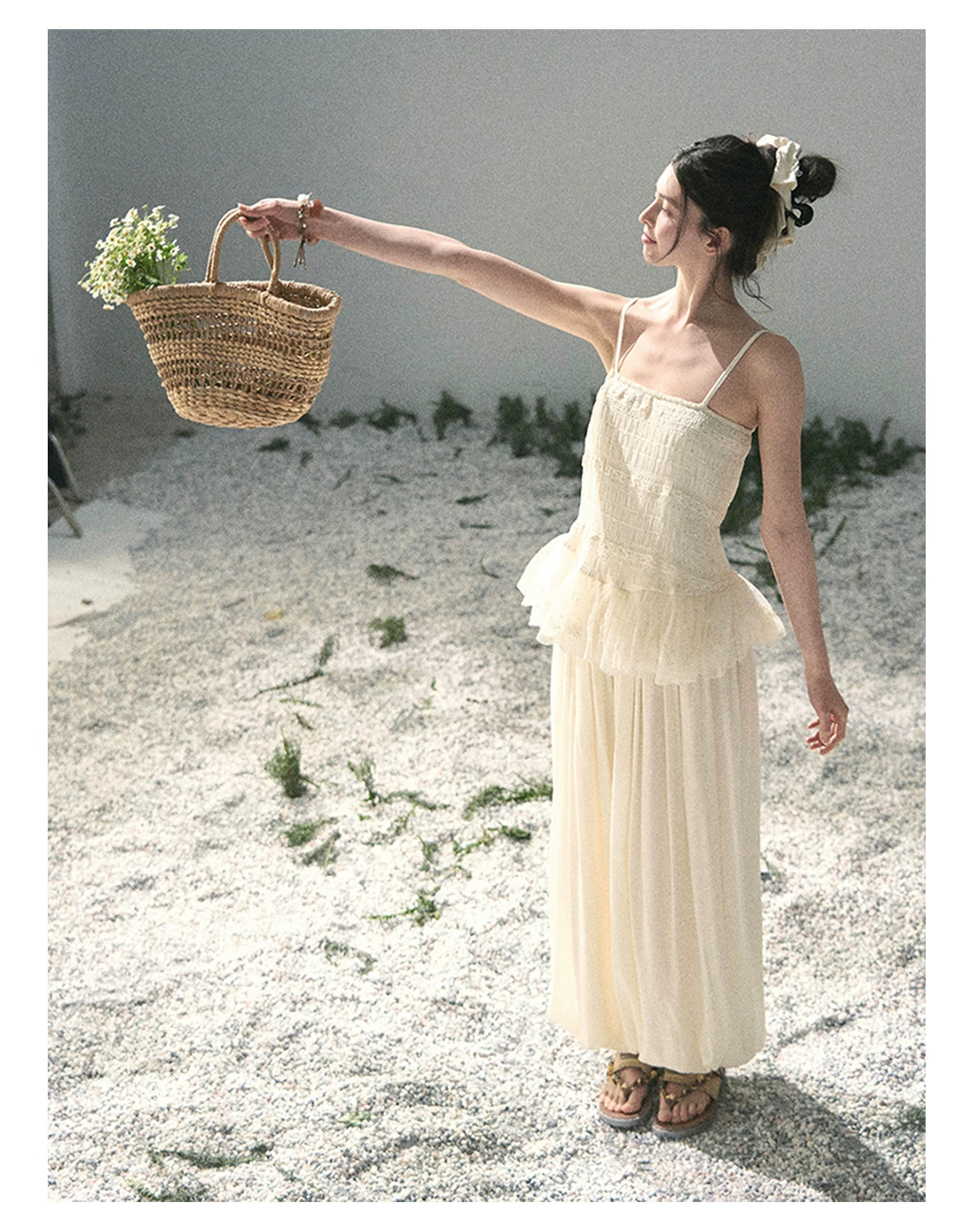 "Fallen Into Your Gaze" Dutch Cheese Lace Top & Jogger Pants Two-Piece Set