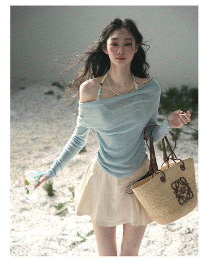 “Sugar Frost Diaries” Crystal Blue Layered Halter Top